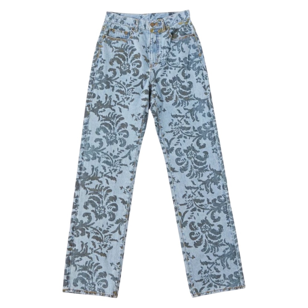 Urban Outfitters BDG High-Waisted Cowboy Jean Flocked Denim Straight Leg Size 27